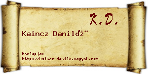 Kaincz Daniló névjegykártya